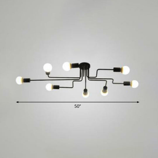 Sleek Industrial Metallic Semi Flush Ceiling Light for Living Room - Maze Flush Mount Lighting