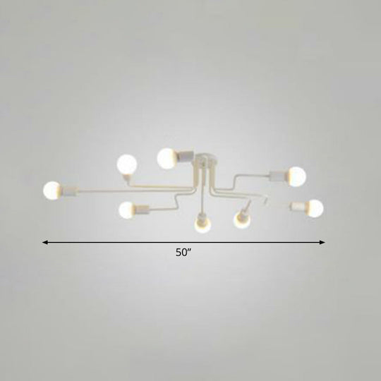 Sleek Industrial Metallic Semi Flush Ceiling Light for Living Room - Maze Flush Mount Lighting