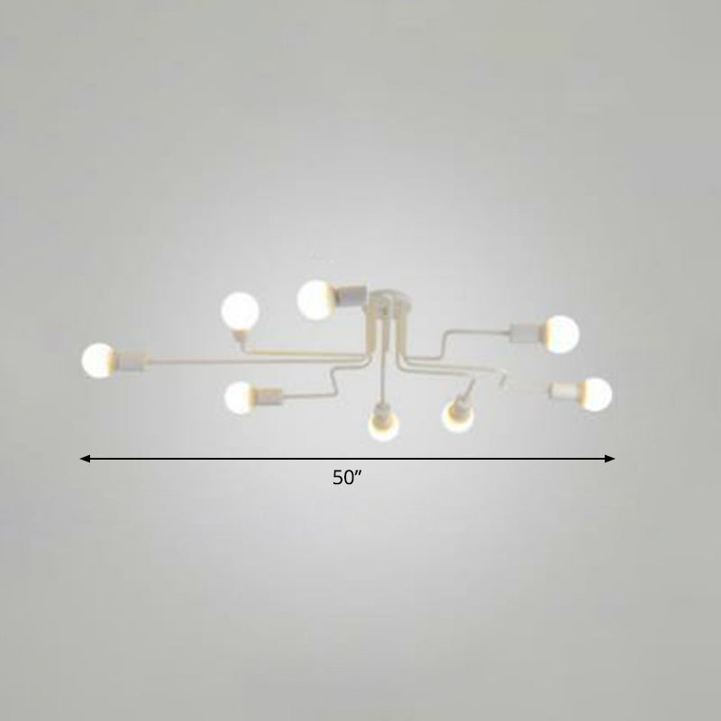 Sleek Industrial Metallic Semi Flush Ceiling Light For Living Room - Maze Mount Lighting 8 / White