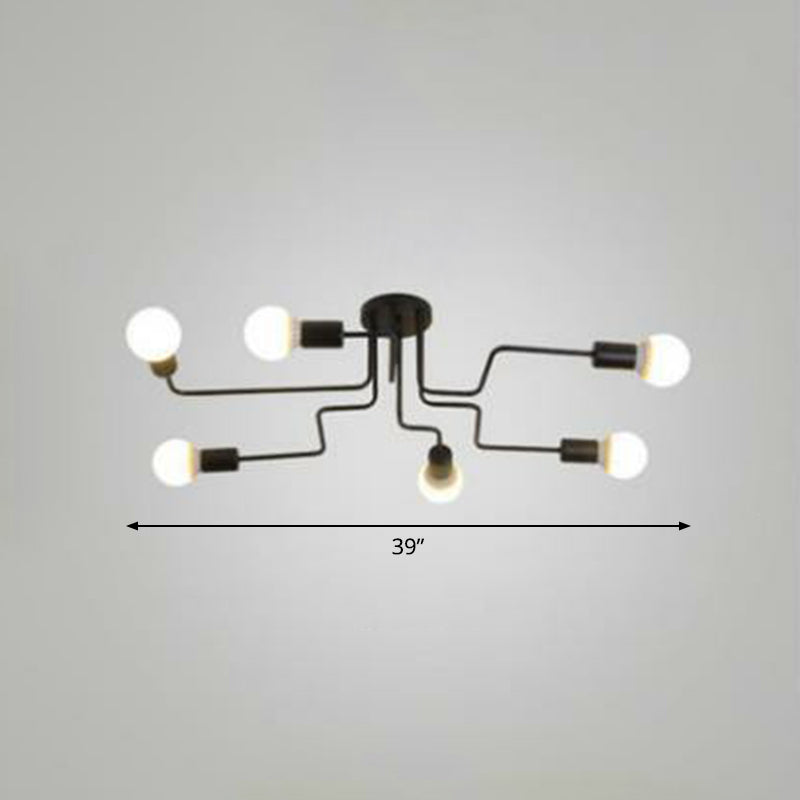 Sleek Industrial Metallic Semi Flush Ceiling Light for Living Room - Maze Flush Mount Lighting