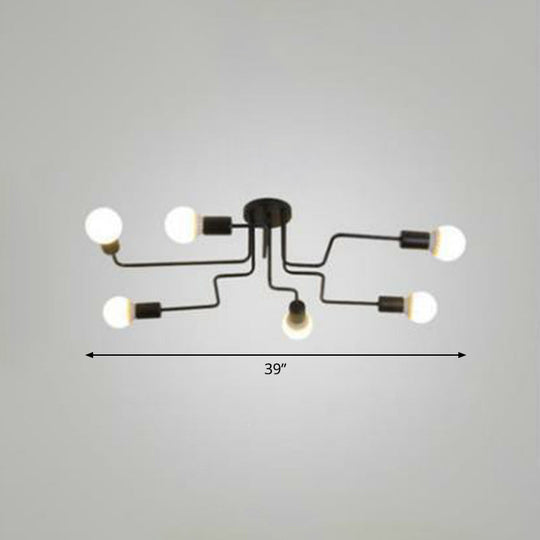 Sleek Industrial Metallic Semi Flush Ceiling Light for Living Room - Maze Flush Mount Lighting