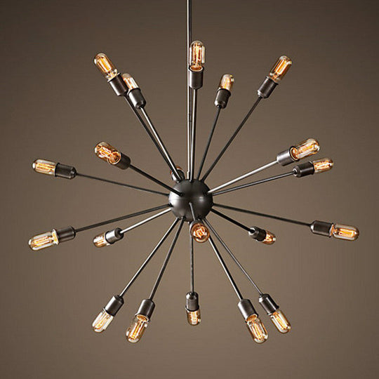 Modern Black Metal Burst Pendant Ceiling Light with Loft Style Design for Living Room