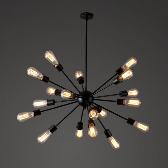 Modern Black Metal Burst Pendant Ceiling Light with Loft Style Design for Living Room