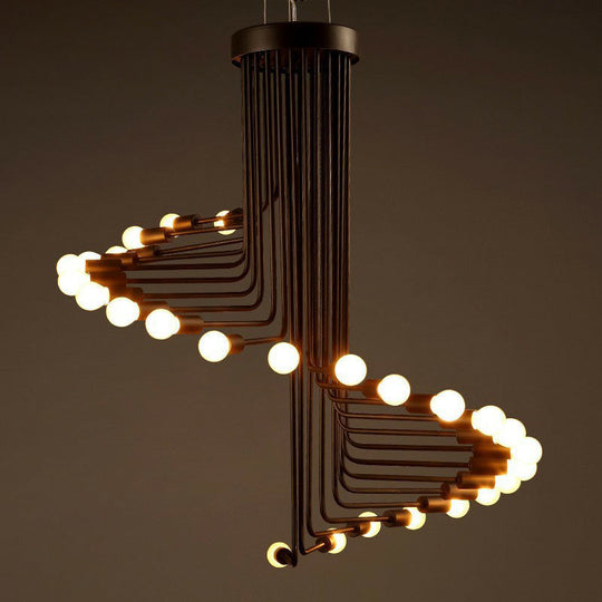 Sleek Spiral Pendant Lighting: Loft-Style Iron Ceiling Chandelier Fixture