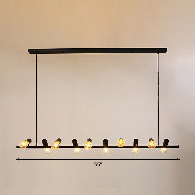 Black Linear Island Pendant Light With Exposed Bulb Design - Perfect For Restaurants And Lofts 10 /