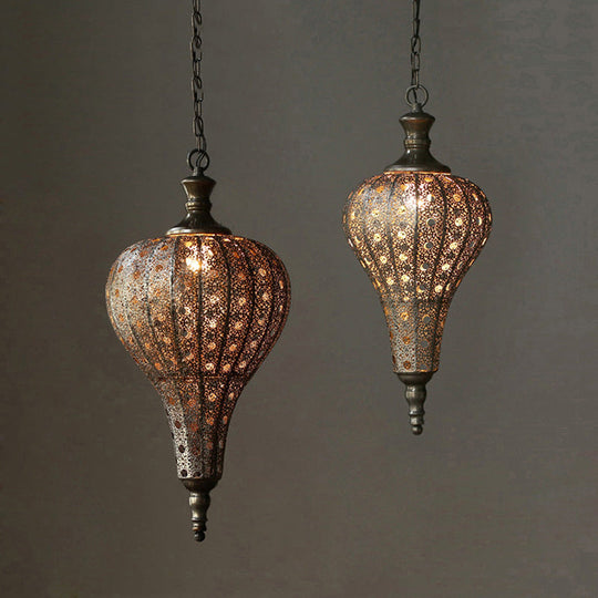 Antique Lantern Pendant Light With Metallic Bronze Finish - Ideal For Restaurants