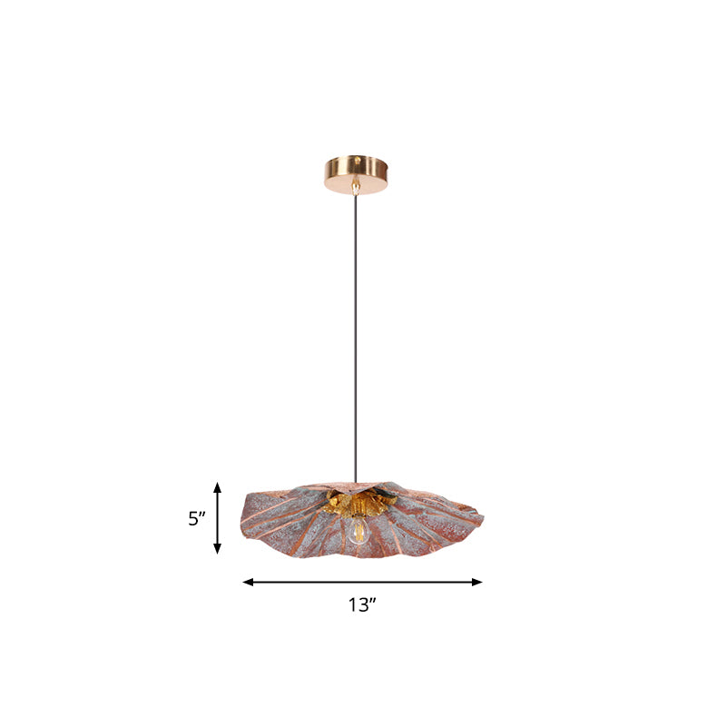 Brass Lotus Hanging Ceiling Light For Dining Room - 1 Metal Pendant Head