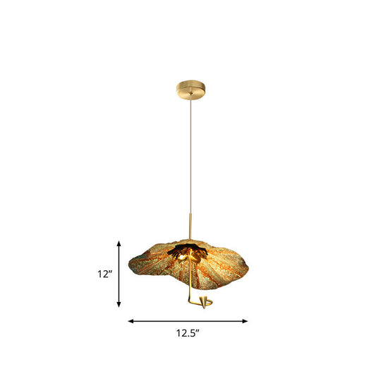 Brass Lotus Hanging Ceiling Light For Dining Room - 1 Metal Pendant Head