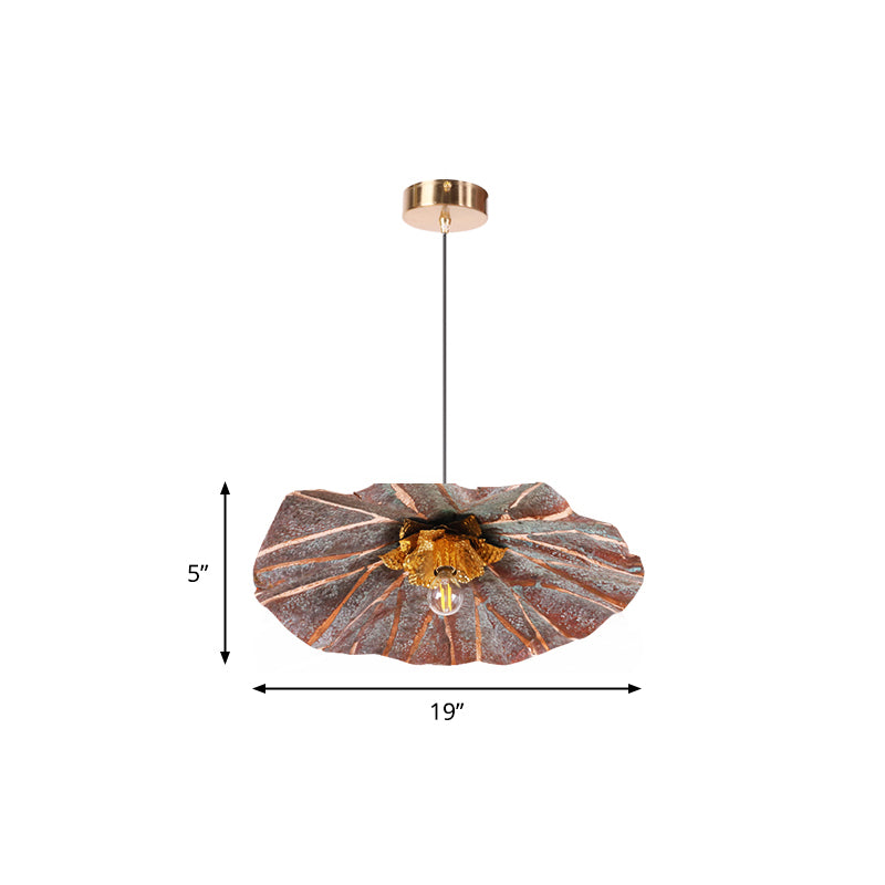 Brass Lotus Hanging Ceiling Light For Dining Room - 1 Metal Pendant Head