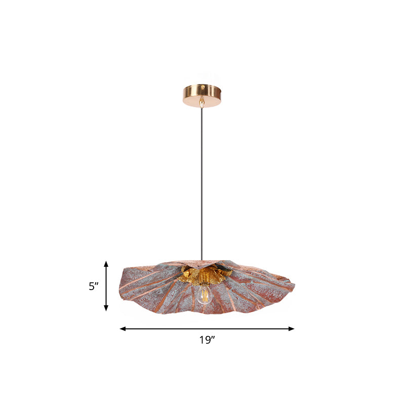 Brass Lotus Hanging Ceiling Light For Dining Room - 1 Metal Pendant Head