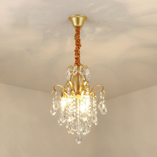 Rustic Crystal Teardrop Pendant Chandelier With Swirl Decor - Perfect For Dining Rooms