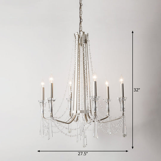 Rustic Nickel Candlestick Chandelier: Pendant Light With Crystal Detailing