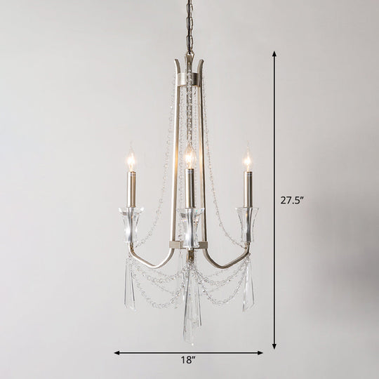 Rustic Nickel Candlestick Chandelier: Pendant Light With Crystal Detailing