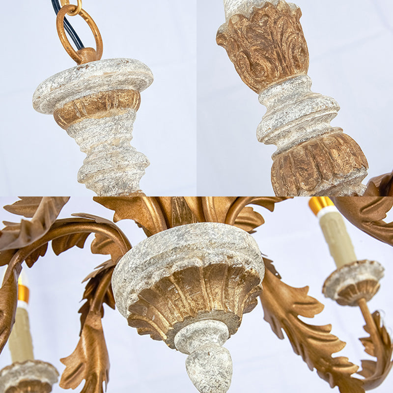 Gold Crystal Chandelier - Traditional 6-Light Hanging Fixture For Living Room