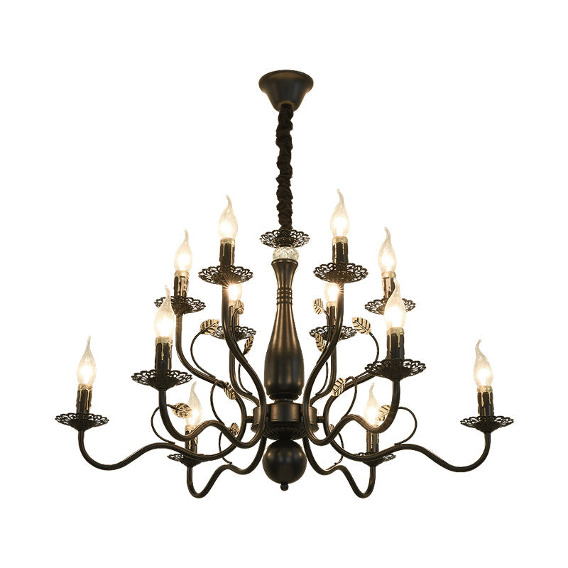 Rustic Black/Gold Metal Pendant Chandelier - 5/12/16 Lights Elegant Dining Room Ceiling Fixture