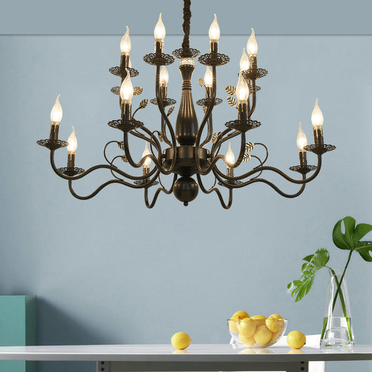 Rustic Black/Gold Metal Pendant Chandelier - 5/12/16 Lights Elegant Dining Room Ceiling Fixture