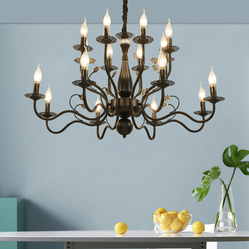 Rustic Black/Gold Metal Pendant Chandelier - 5/12/16 Lights Elegant Dining Room Ceiling Fixture 16 /