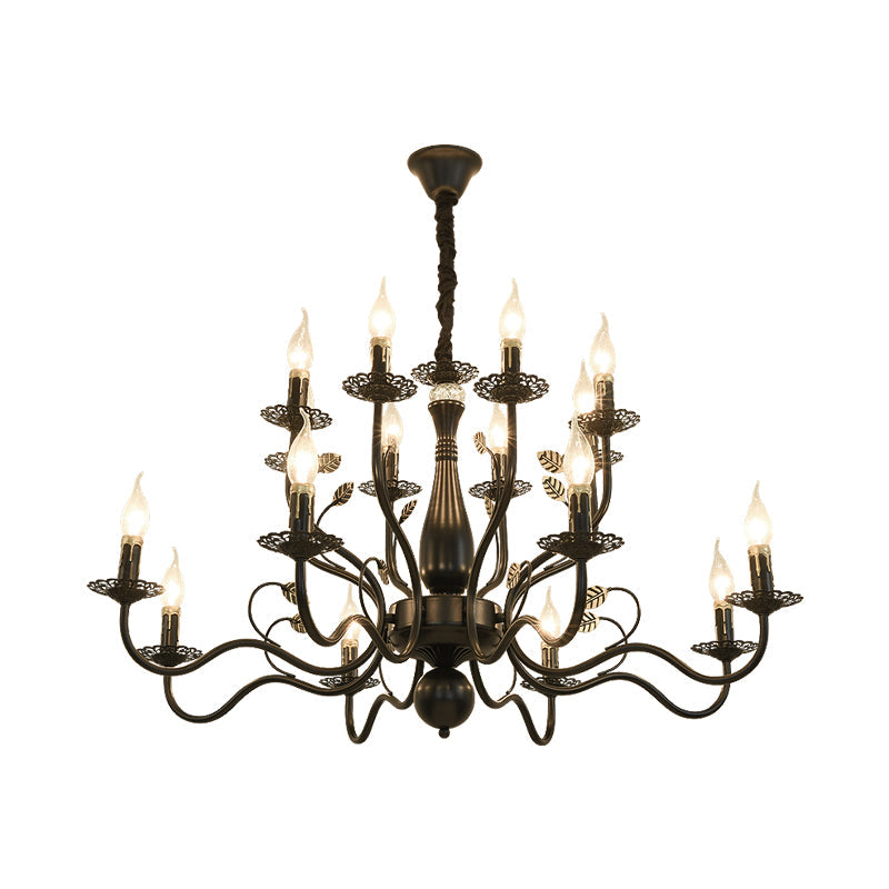 Rustic Black/Gold Metal Pendant Chandelier - 5/12/16 Lights Elegant Dining Room Ceiling Fixture