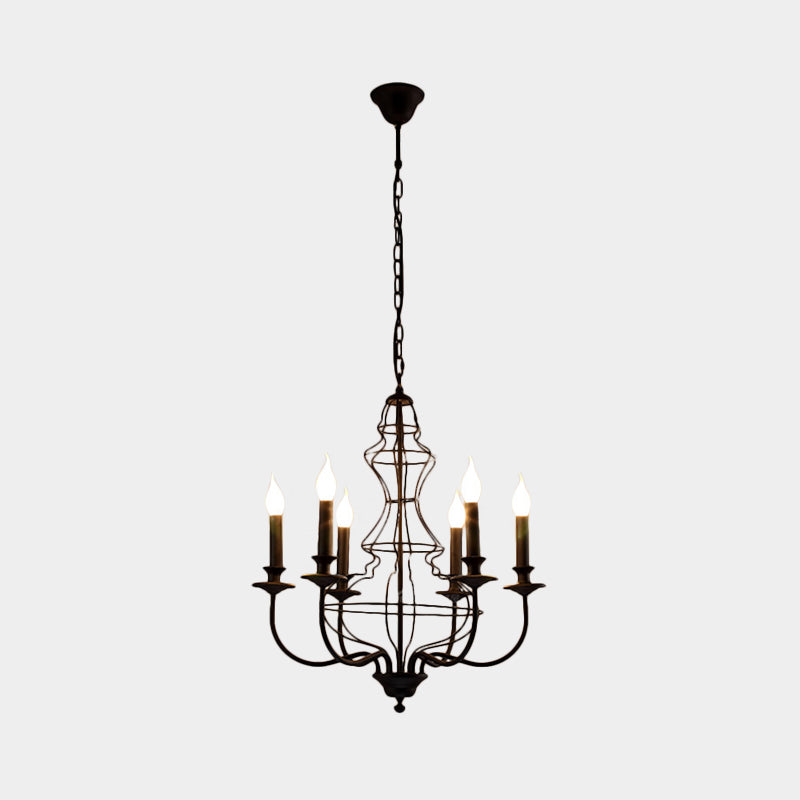 Rustic Metal Chandelier With 6/8 Lights - Candle-Inspired Dining Room Pendant Lighting In Black &