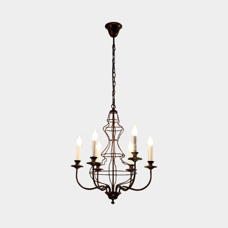 Rustic Metal Chandelier With 6/8 Lights - Candle-Inspired Dining Room Pendant Lighting In Black &