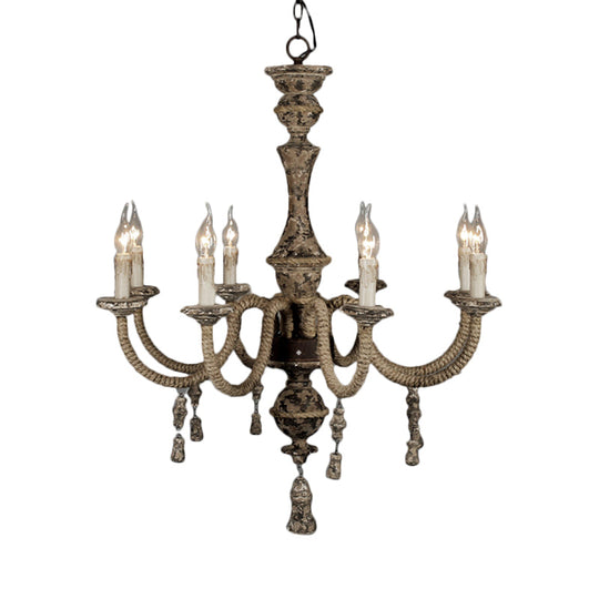 Metal Chandelier Light - Country Style Pendant Lighting With 8 Lights Perfect For Dining Rooms Brown