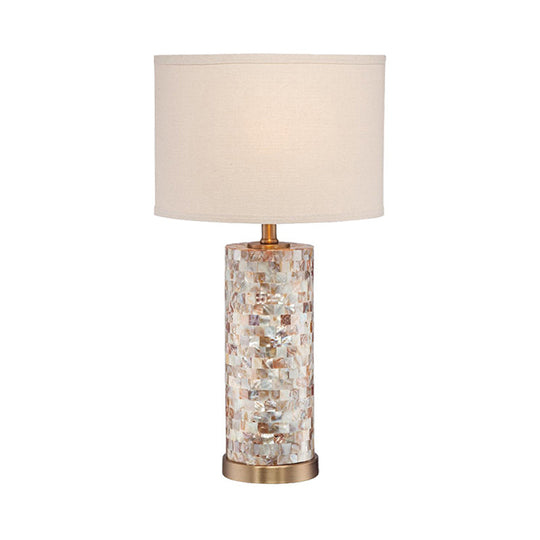 Vintage Drum Table Lamp With Crystal Base For Study Room Or Nightlight - Brass Finish