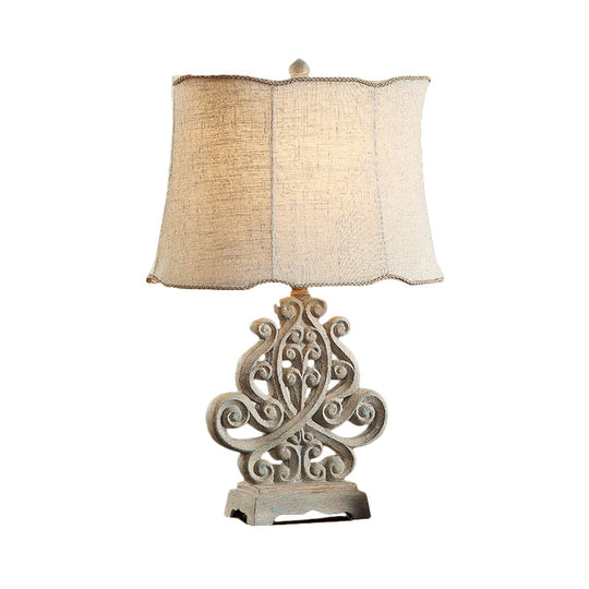 Vintage White Cylinder Table Lamp With Braided Trim - Ideal For Study Rooms And Night Lighting