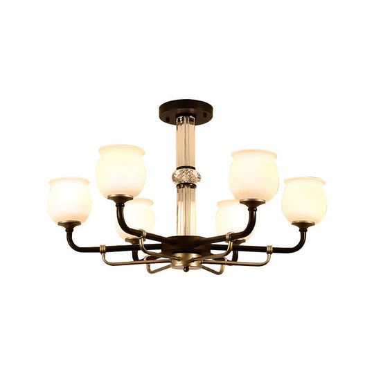 Black Glass Semi Flush Ceiling Light Fixture - Jar Shaped Traditional Design (3/6 Lights) for Living Room