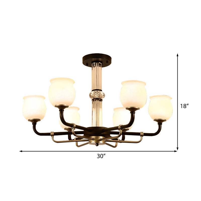 Black Glass Semi Flush Ceiling Light Fixture - Jar Shaped Traditional Design (3/6 Lights) for Living Room