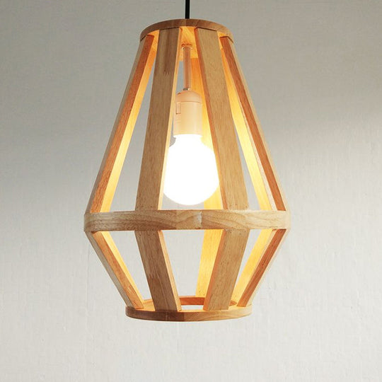 Simplicity Wood 1-Light Restaurant Pendant Light Fixture With Shaded Suspension