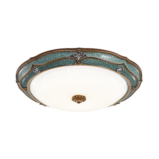 Traditional Green Resin Ceiling Mounted LED Flower Flush Mount Lamp - 16"/19.5"/13" Sizes for Living Room in White Light