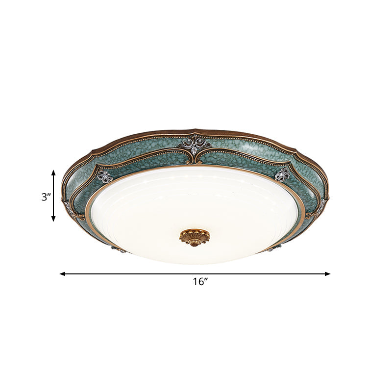 Traditional Green Resin Ceiling Mounted LED Flower Flush Mount Lamp - 16"/19.5"/13" Sizes for Living Room in White Light