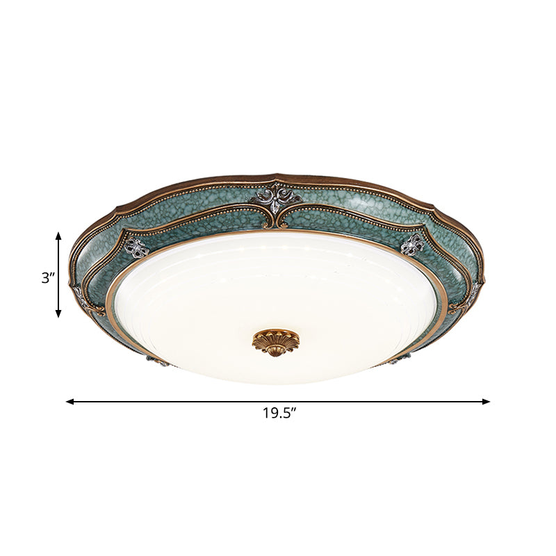 Traditional Green Resin Ceiling Mounted LED Flower Flush Mount Lamp - 16"/19.5"/13" Sizes for Living Room in White Light