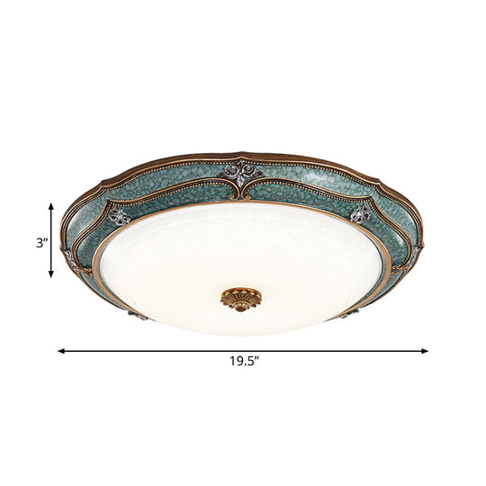 Traditional Green Resin Ceiling Mounted Led Flower Flush Mount Lamp - 16/19.5/13 Sizes For Living