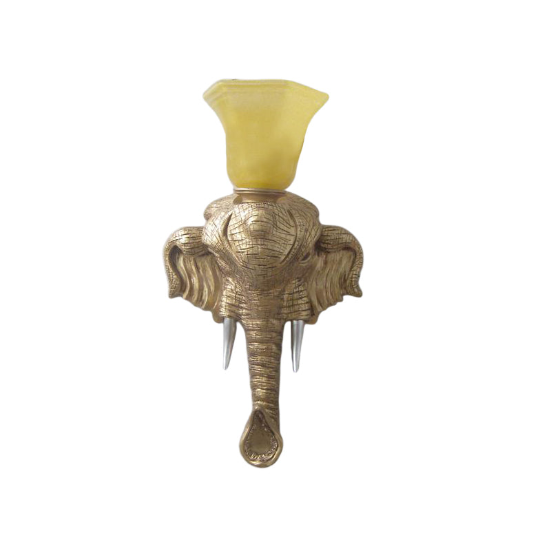 Vintage Beige Glass Wall Light Fixture With Flared Design - 1 Living Room Sconce Featuring Gold