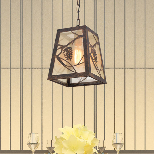 Rustic Trapezoid Metal Pendant Light Fixture For Country Restaurants