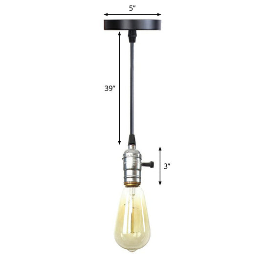 Industrial Single Edison Bulb Pendant Light With Aluminum Socket - Black / D