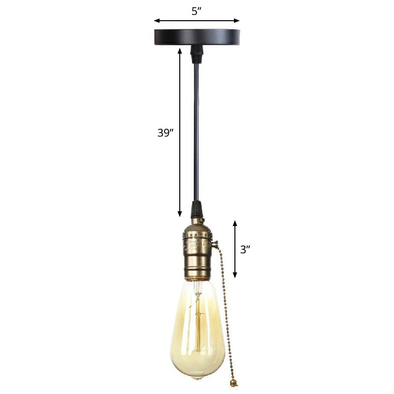 Industrial Single Edison Bulb Pendant Light With Aluminum Socket - Black / G