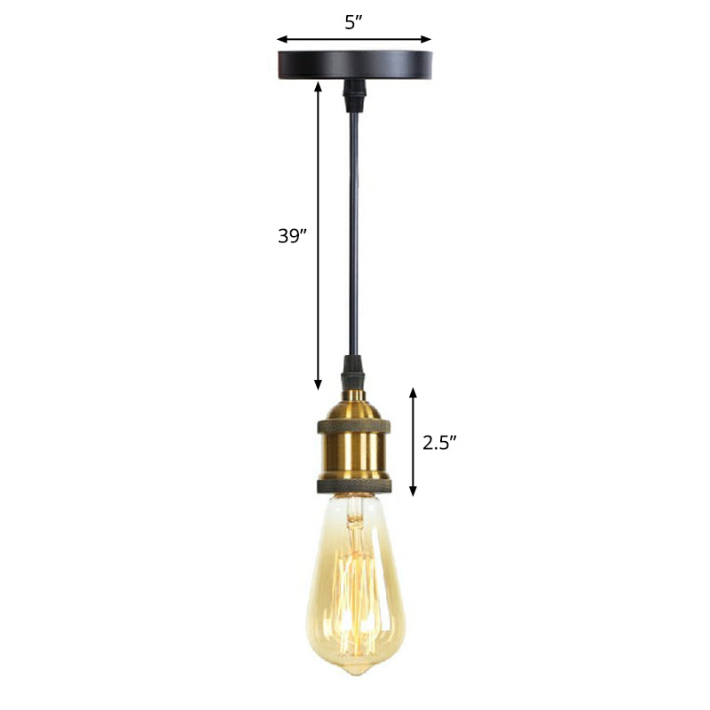 Industrial Single Edison Bulb Pendant Light - Aluminum Socket - Black Hanging Lamp for Living Room