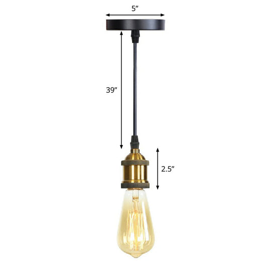 Industrial Single Edison Bulb Pendant Light - Aluminum Socket - Black Hanging Lamp for Living Room