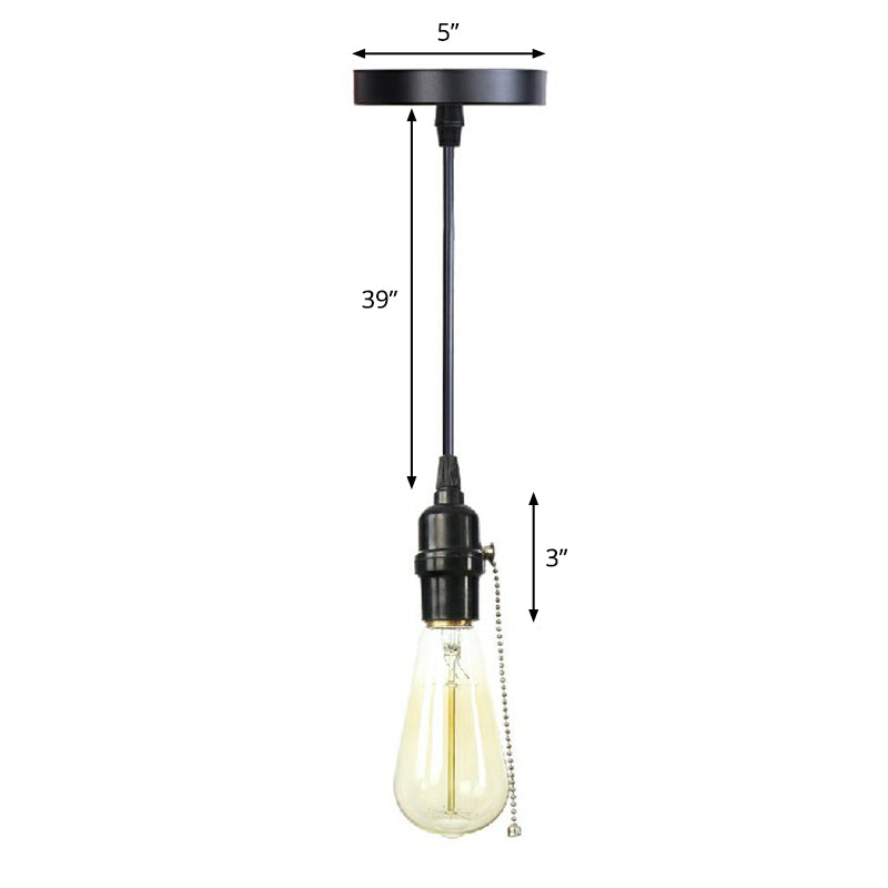 Industrial Single Edison Bulb Pendant Light With Aluminum Socket - Black / C