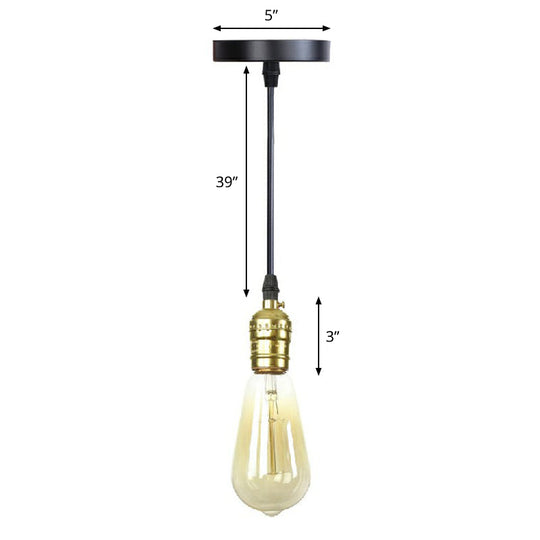 Industrial Single Edison Bulb Pendant Light - Aluminum Socket - Black Hanging Lamp for Living Room