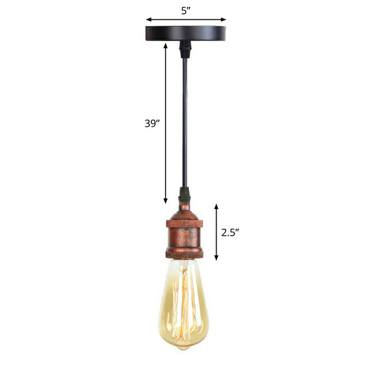 Industrial Single Edison Bulb Pendant Light - Aluminum Socket - Black Hanging Lamp for Living Room