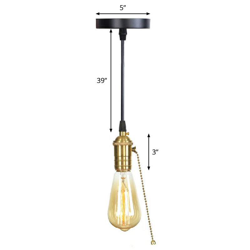 Industrial Single Edison Bulb Pendant Light - Aluminum Socket - Black Hanging Lamp for Living Room