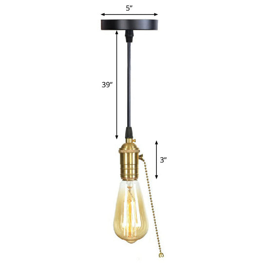 Industrial Single Edison Bulb Pendant Light - Aluminum Socket - Black Hanging Lamp for Living Room