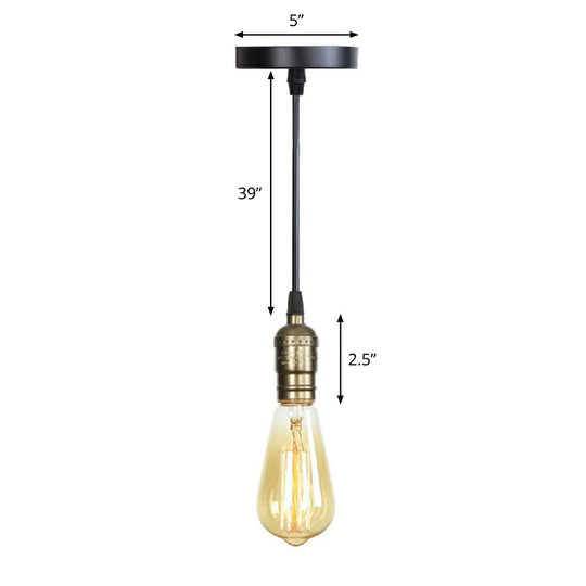 Industrial Single Edison Bulb Pendant Light With Aluminum Socket - Black / F