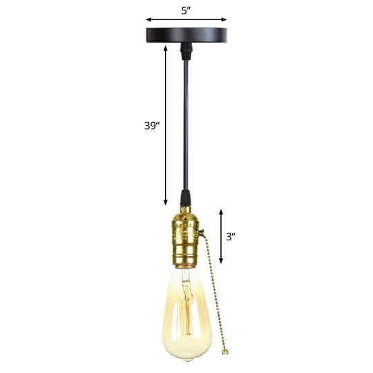 Industrial Single Edison Bulb Pendant Light With Aluminum Socket - Black / I