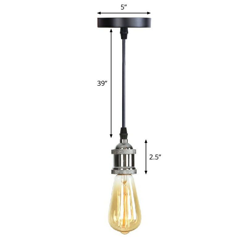 Industrial Single Edison Bulb Pendant Light With Aluminum Socket - Black / N