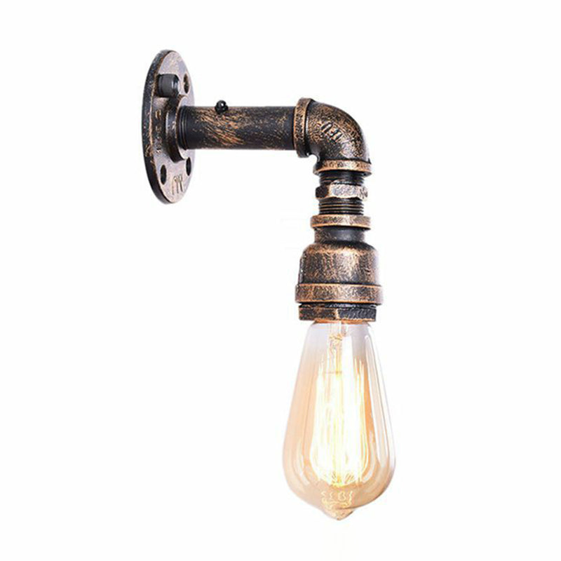 Industrial Bronze Metal Wall Sconce - Right Angle Bedroom Mount Lamp With 1 Head