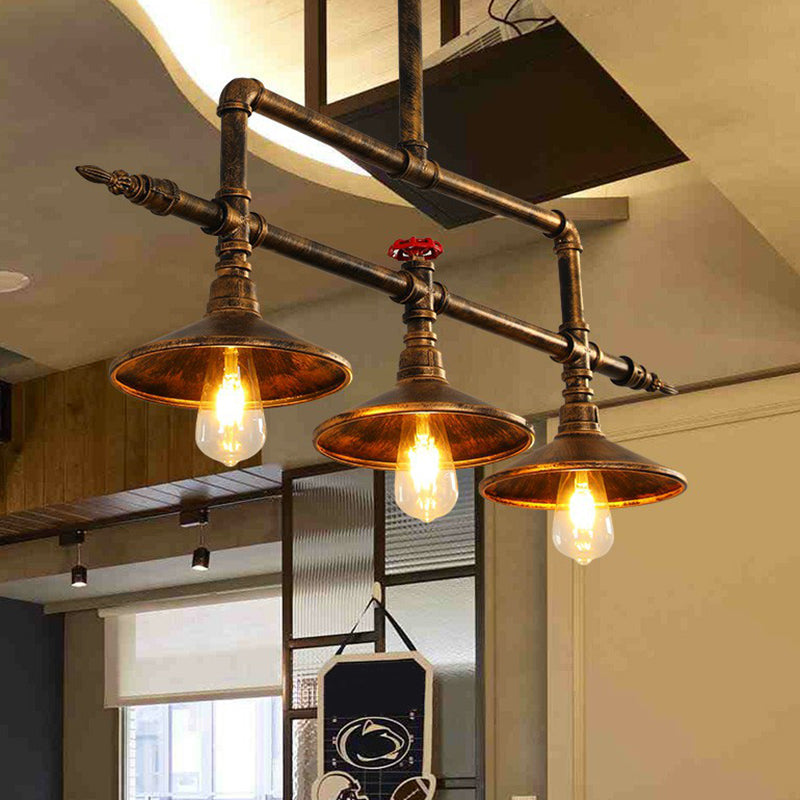 Industrial Rust Piping Metal Ceiling Chandelier - Stylish Dining Room Hanging Light Fixture